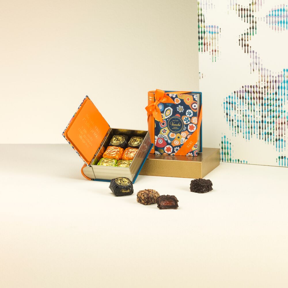 Murrine mini book with Chocoviar chocolates 4.05 oz